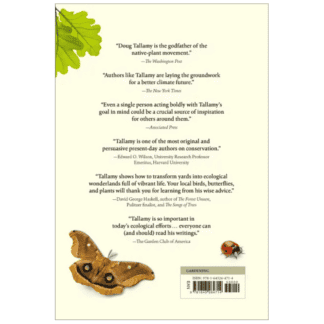 Native plant conservation quotes on a book page with illustrations of a butterfly and ladybug.