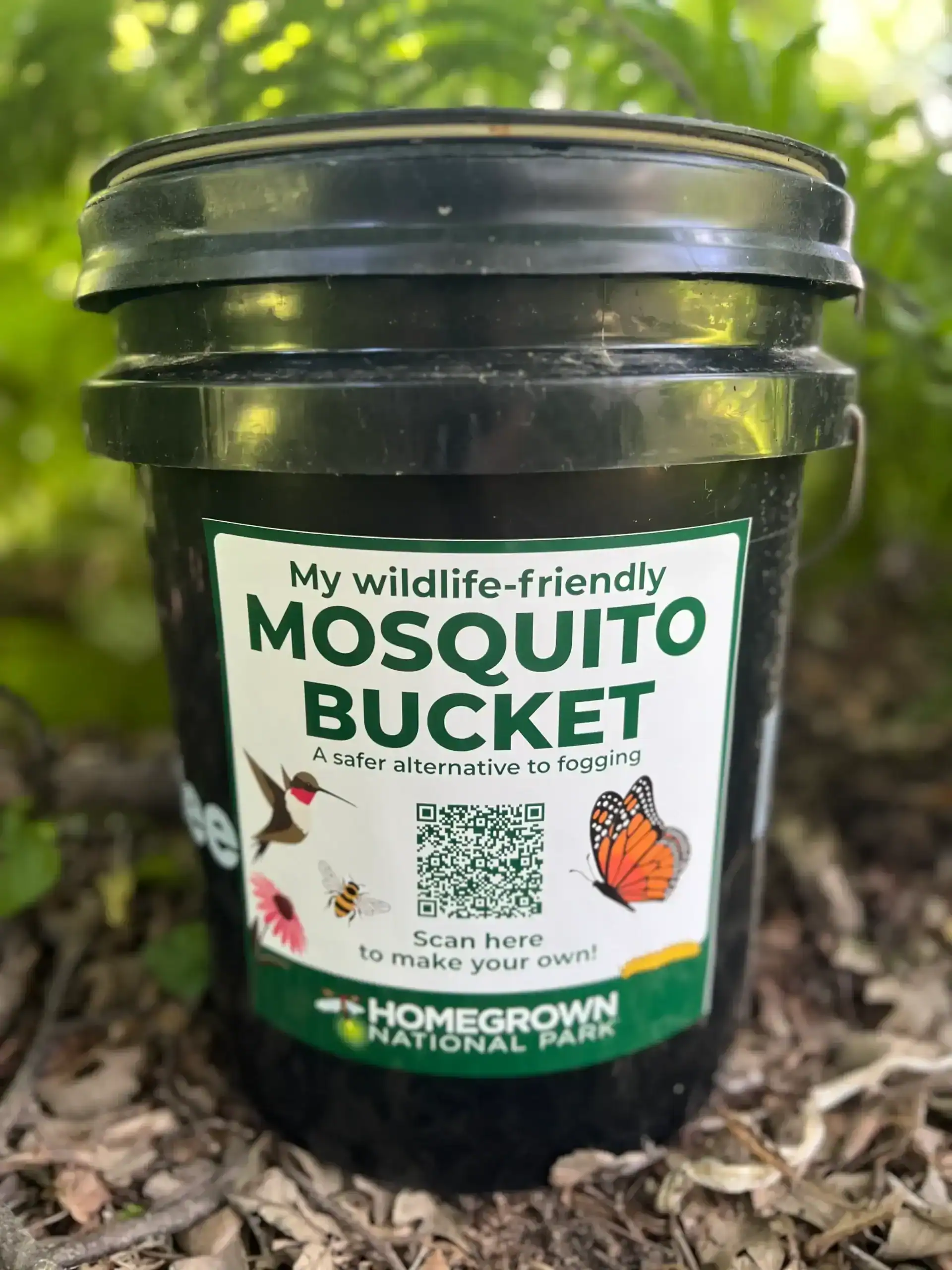 Mosquito bucket for wildlife protection, eco-friendly pest control, Homegrown National Park store product.